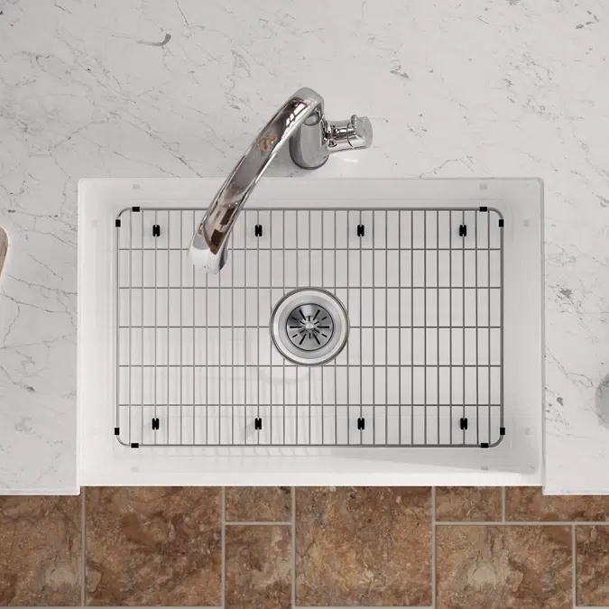 SWUF28179WHFLC Fireclay 30" x 19-15/16" x 9-1/8" Single Bowl Farmhouse Sink Kit with Filtered Faucet