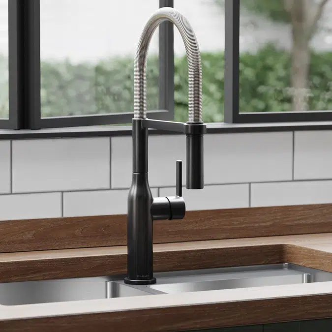 LKAV1061BKCR Elkay Avado® Single Hole Kitchen Faucet with Semi-professional Spout and Forward Only Lever Handle Black Stainless and Chrome