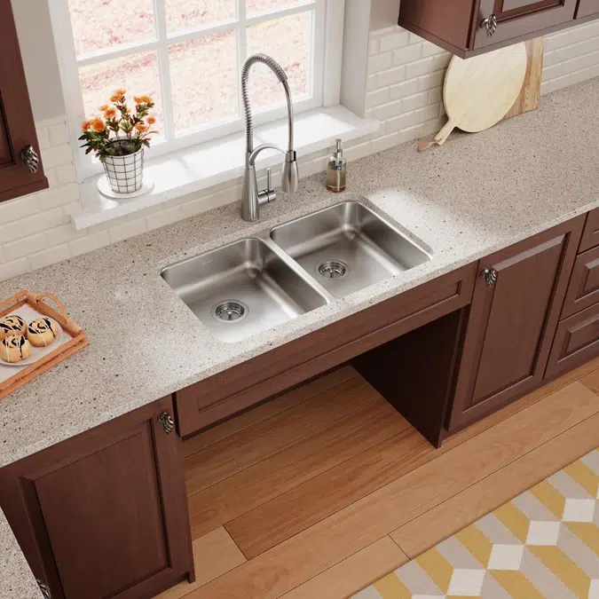 ELUHAD311855 Elkay Lustertone® Classic Stainless Steel, 30-3/4" x 18-1/2" x 5-3/8" Equal Double Bowl Undermount ADA Sink
