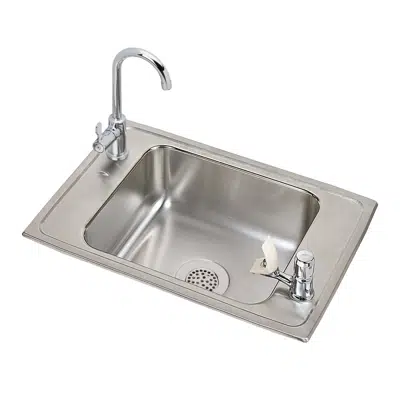 Immagine per CDKAD2517VRC Elkay Celebrity Stainless Steel 25" x 17" x 6-1/2", 2-Hole Single Bowl Drop-in Classroom ADA Sink and Faucet Kit