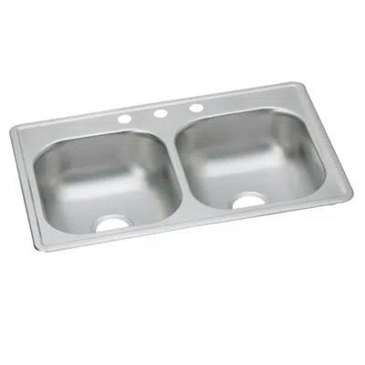 Image for DSE233191_4 Dayton® Stainless Steel 33" x 19" x 8" Equal Double Bowl Drop-in Sink