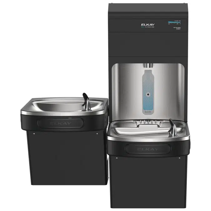 LZSTL8WSBPRO Family Elkay Pro Filtration™ Bottle Filling Station & Bi-Level ADA Cooler Refrigerated Black Stainless