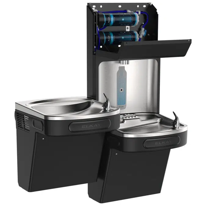 LZSTL8WSBPRO Family Elkay Pro Filtration™ Bottle Filling Station & Bi-Level ADA Cooler Refrigerated Black Stainless