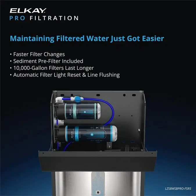 LZSTL8WSBPRO Family Elkay Pro Filtration™ Bottle Filling Station & Bi-Level ADA Cooler Refrigerated Black Stainless