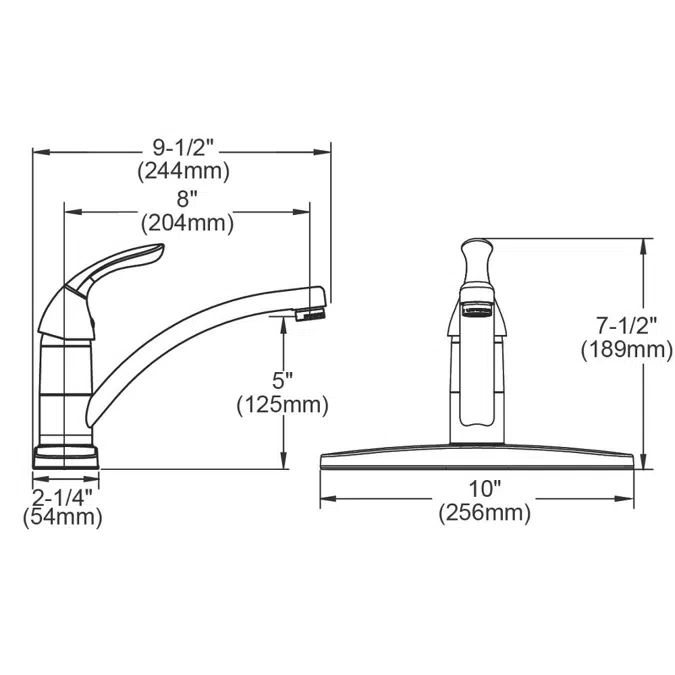 LK1000CR Everyday Three Hole Deck Mount Kitchen Faucet with Lever Handle and Deck Plate/Escutcheon Chrome