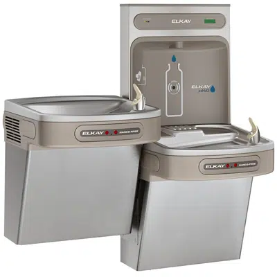 รูปภาพสำหรับ LZOOTL8WSLK with LZOOTL8WSSK Elkay ezH2O®  Bottle Filling Station with Bi-Level ADA Cooler Dual Hands Free Activation Filtered Refrigerated Light Gray