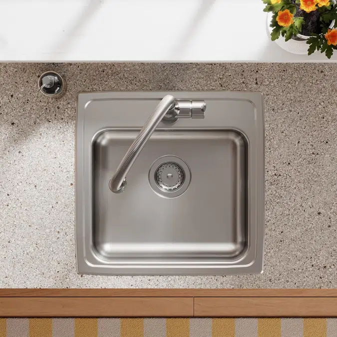 LRAD1919501_3_MR2_OS4 Elkay Lustertone® Classic Stainless Steel 19-1/2" x 19" x 5" Single Bowl Drop-in ADA Sink