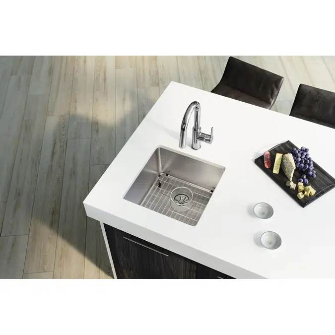 ELUHH1616TPDBG Lustertone Iconix® 16 Gauge Stainless Steel 18-1/2" x 18-1/2" x 9" Single Bowl Undermount Sink Kit with Perfect Drain®