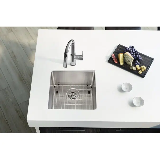 ELUHH1616TPDBG Lustertone Iconix® 16 Gauge Stainless Steel 18-1/2" x 18-1/2" x 9" Single Bowl Undermount Sink Kit with Perfect Drain®