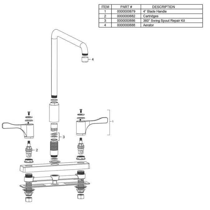 LKD2442BHC Elkay® 8" Centerset Exposed Deck Mount Faucet with Arc Spout and 4" Lever Handles Chrome