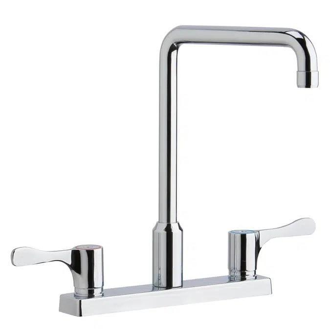 LKD2442BHC Elkay® 8" Centerset Exposed Deck Mount Faucet with Arc Spout and 4" Lever Handles Chrome