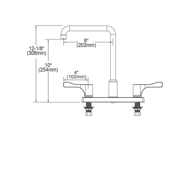 LKD2442BHC Elkay® 8" Centerset Exposed Deck Mount Faucet with Arc Spout and 4" Lever Handles Chrome