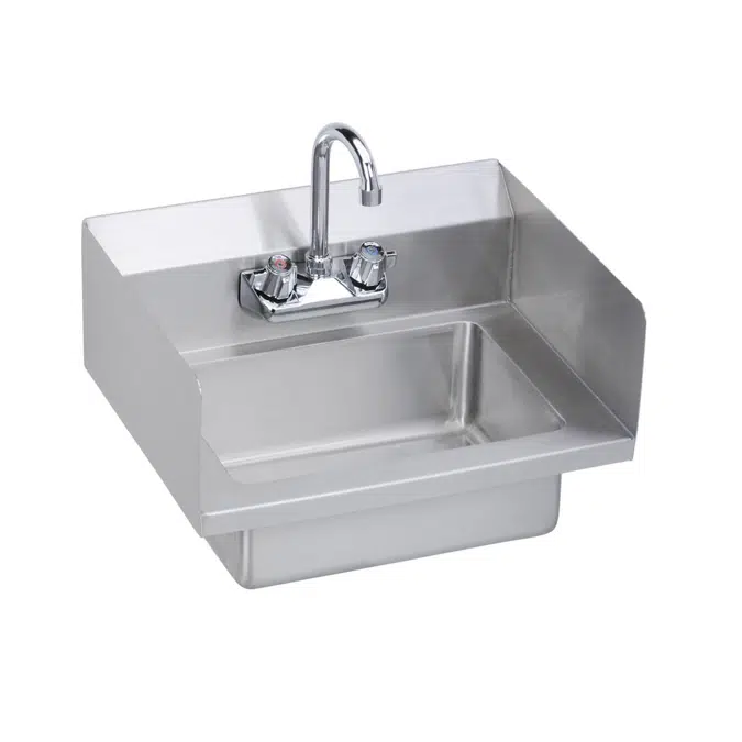 EHS-18-SSX Elkay® Stainless Steel 18" x 14-1/2" x 11" 18 Gauge Hand Sink with Dual Side Splashes and Faucet