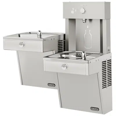 afbeelding voor LVRCTLDDMWSK ezH2O® Vandal-Resistant Bottle Filling Station & Bi-Level Fountain Filtered Non-Refrigerated Stainless