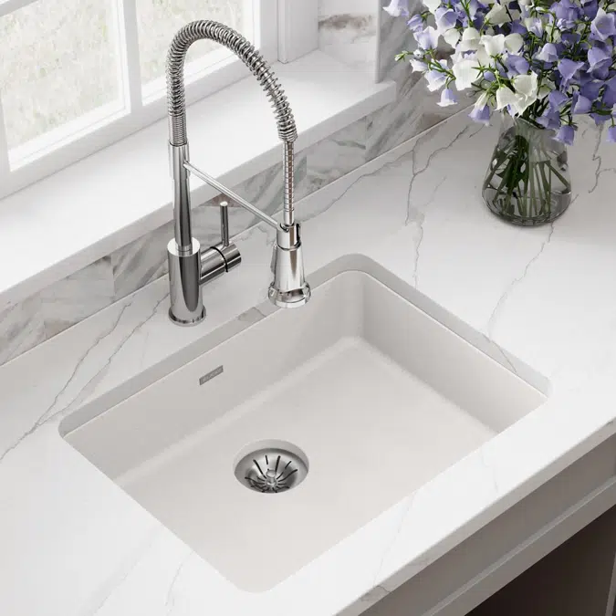 ELGUAD2519PDWH0 Elkay Quartz Classic® 25" x 18-1/2" x 5-1/2" Single Bowl Undermount ADA Sink with Perfect Drain® White