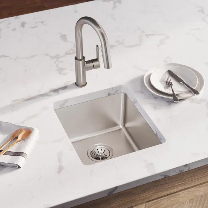 ELUH1316T Elkay Lustertone Iconix® 18 Gauge Stainless Steel 16" x 18-1/2" x 8" Single Bowl Undermount Sink