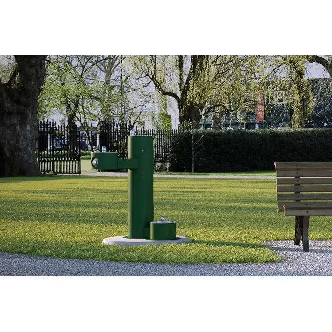 LK4420DBEVG Elkay Outdoor Bi-Level Pedestal Fountain with Pet Station Non-Filtered Non-Refrigerated Evergreen