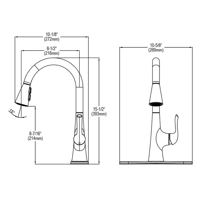 LKHA1041LS_CR Harmony™ Single Hole Kitchen Faucet with Pull-down Spray and Forward Only Lever Handle