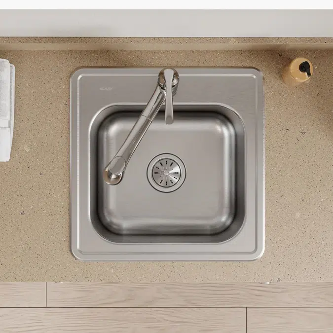 ESE2020101 Elkay Celebrity® Stainless Steel 20" x 20" x 10-1/8" 1-Hole Single Bowl Drop-in Laundry Sink