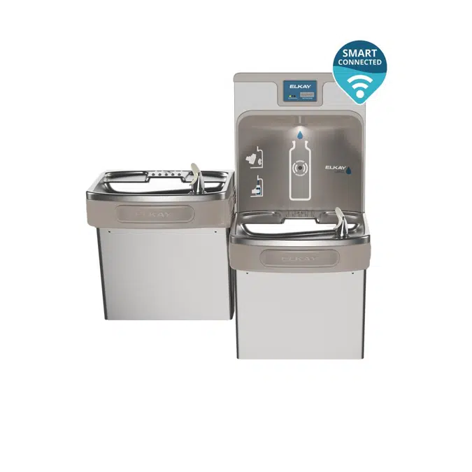 LZSTL8WSSP-W1 Enhanced Connected ezH2O® Bottle Filling Station & Versatile Bi-Level ADA Cooler Refrigerated Stainless High Capacity Lead Reduction Quick Filter Change