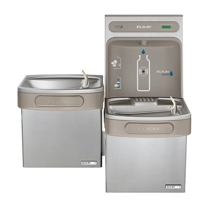EZSTLG8WSLK ezH2O®  Bottle Filling Station & Versatile Bi-Level ADA Cooler High Efficiecny Non-Filtered Refrigerated Light Gray