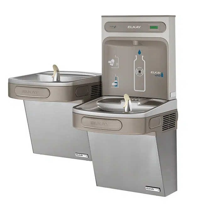 EZSTLG8WSLK ezH2O®  Bottle Filling Station & Versatile Bi-Level ADA Cooler High Efficiecny Non-Filtered Refrigerated Light Gray