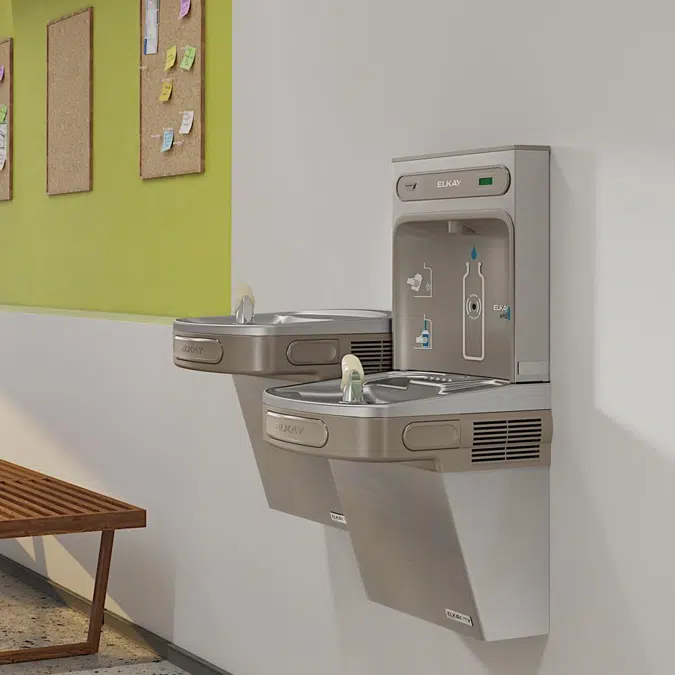 EZSTLG8WSLK ezH2O®  Bottle Filling Station & Versatile Bi-Level ADA Cooler High Efficiecny Non-Filtered Refrigerated Light Gray