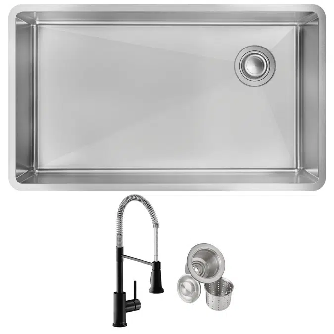 ECTRU30179RTFMC Elkay Crosstown® 18 Gauge Stainless Steel 31-1/2" x 18-1/2" x 9" Single Bowl Undermount Sink & Faucet Kit with Drain