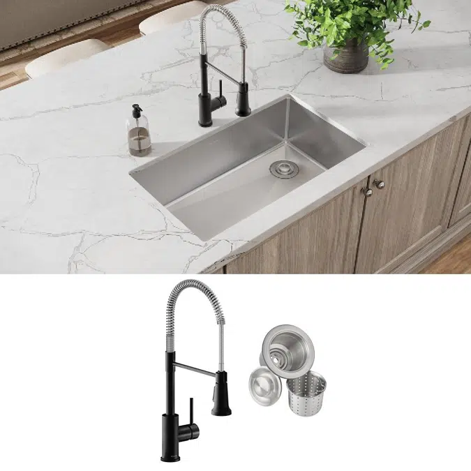ECTRU30179RTFMC Elkay Crosstown® 18 Gauge Stainless Steel 31-1/2" x 18-1/2" x 9" Single Bowl Undermount Sink & Faucet Kit with Drain