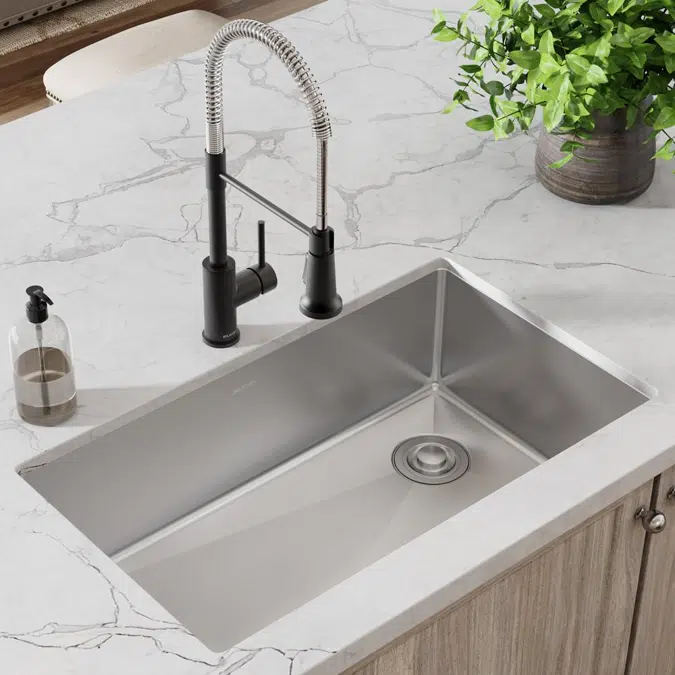 ECTRU30179RTFMC Elkay Crosstown® 18 Gauge Stainless Steel 31-1/2" x 18-1/2" x 9" Single Bowl Undermount Sink & Faucet Kit with Drain