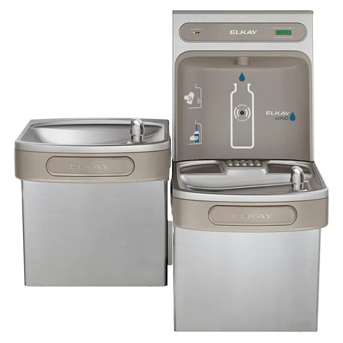 LZSTLDDWSVRSK_LK ezH2O®  Bottle Filling Station & Versatile Bi-Level ADA Vandal-Resistant Cooler Filtered Non-Refrigerated Stainless