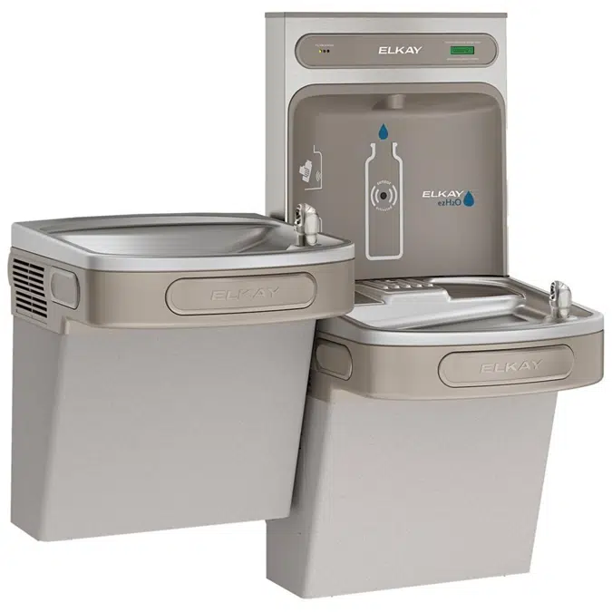LZSTLDDWSVRSK_LK ezH2O®  Bottle Filling Station & Versatile Bi-Level ADA Vandal-Resistant Cooler Filtered Non-Refrigerated Stainless