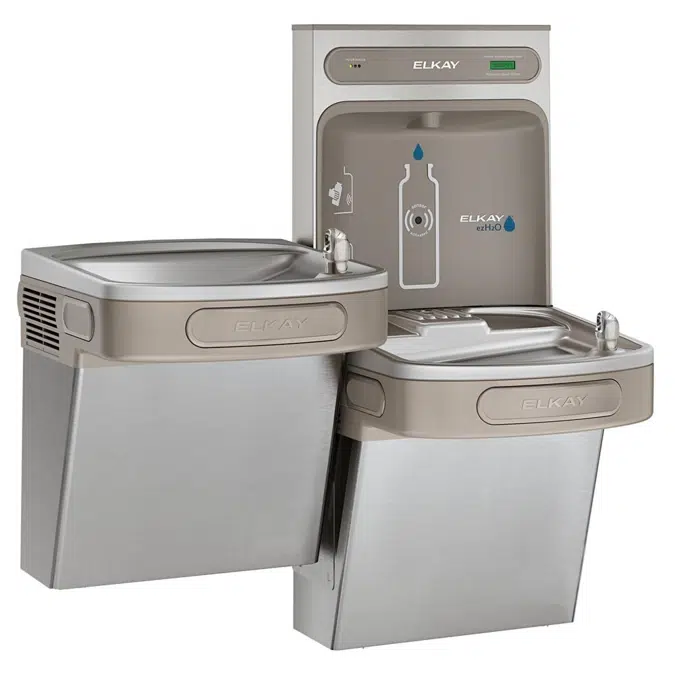 LZSTLDDWSVRSK_LK ezH2O®  Bottle Filling Station & Versatile Bi-Level ADA Vandal-Resistant Cooler Filtered Non-Refrigerated Stainless