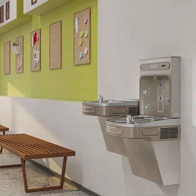 LZSTLDDWSVRSK_LK ezH2O®  Bottle Filling Station & Versatile Bi-Level ADA Vandal-Resistant Cooler Filtered Non-Refrigerated Stainless