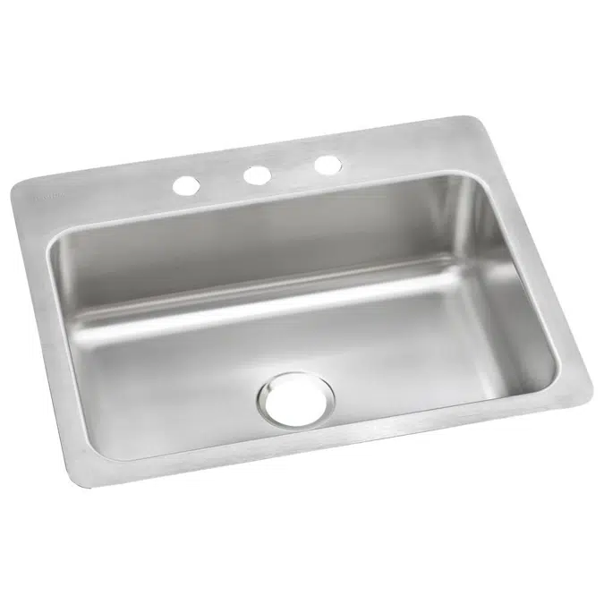 DSESR127223 Dayton® Stainless Steel 27" x 22" x 8" 3-Hole Single Bowl Dual Mount Sink
