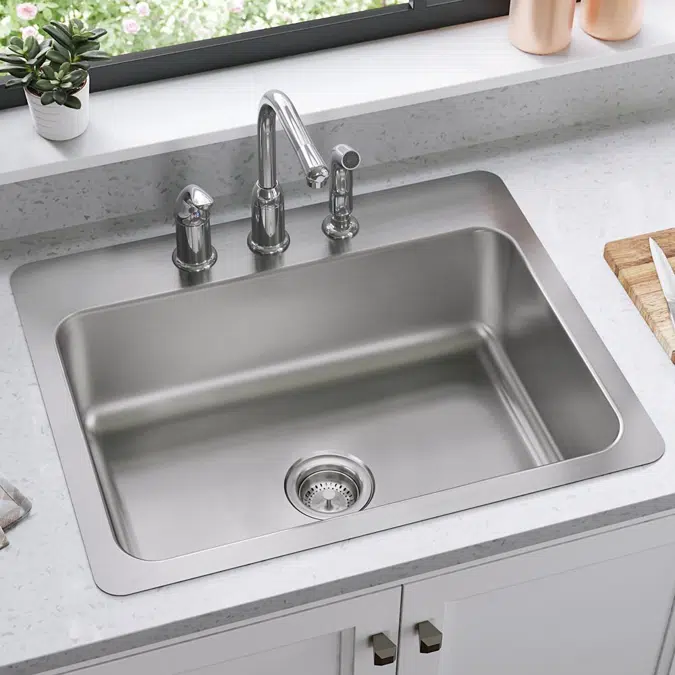 DSESR127223 Dayton® Stainless Steel 27" x 22" x 8" 3-Hole Single Bowl Dual Mount Sink
