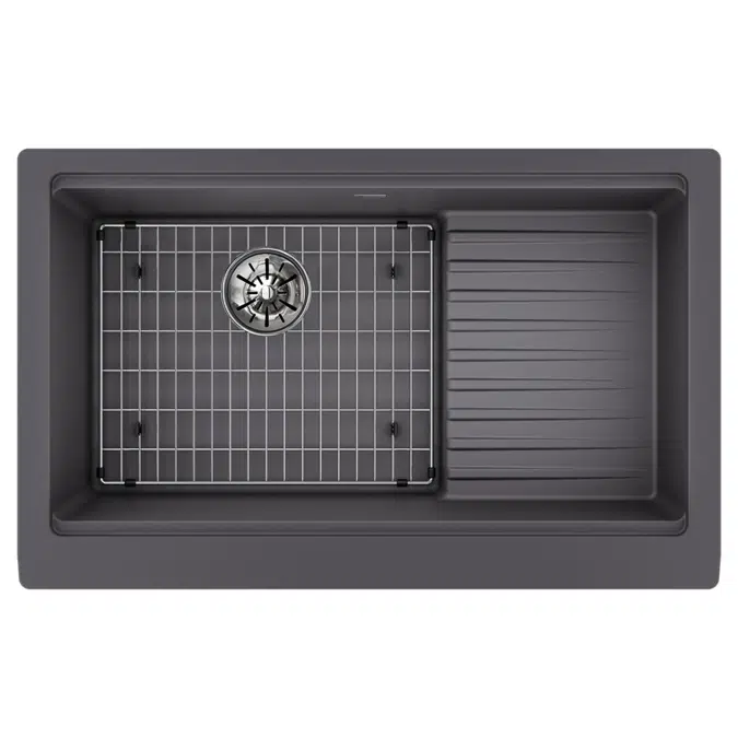 ELXFDB3620BG_CA0_CH0_RT0 Ferguson Exclusive Quartz Luxe® 35-7/8" x 22-1/2" x 9-1/2" Single Bowl Farmhouse Sink w/Drainboard+Perfect Drain®