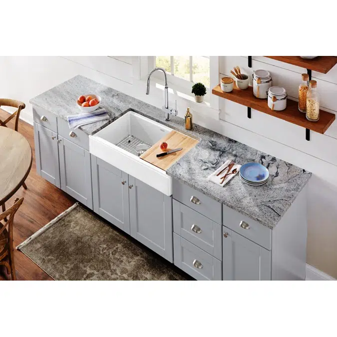 ELXFDB3620BG_CA0_CH0_RT0 Ferguson Exclusive Quartz Luxe® 35-7/8" x 22-1/2" x 9-1/2" Single Bowl Farmhouse Sink w/Drainboard+Perfect Drain®