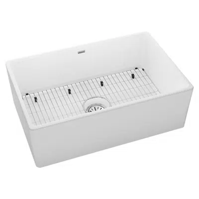 imagen para SWUF28179WHC Fireclay 30" x 19-15/16" x 9-1/8" Single Bowl Farmhouse Sink Kit