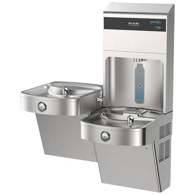 LVRCTL8WSPRO-FSR5 Elkay Pro Filtration® VandalResistant Connected Bottle Filling Station&BiLvl ADA Clr Refrig Ultra-Cap Lead+Sed Preflt SS