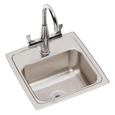 Image for BLR150C Lustertone® Classic Stainless Steel 15" x 15" x 7-1/8" 1-Hole Single Bowl Drop-in Bar Sink + Faucet Kit