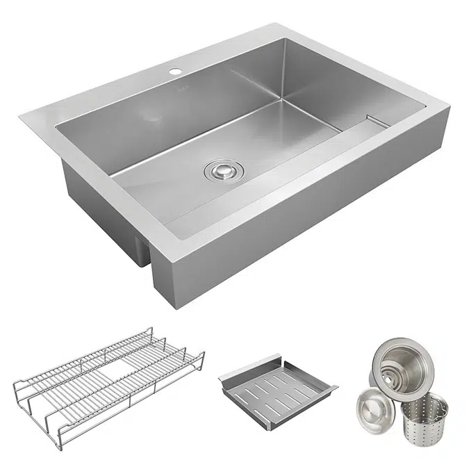 ELDSSF36279DBG Elkay Dart Canyon® Stainless Steel 35-7/8" x 27-1/4" x 9-5/8" 1-Hole Single Bowl Farmhouse Workstation Sink with 4-13/16" Deep Work Shelf