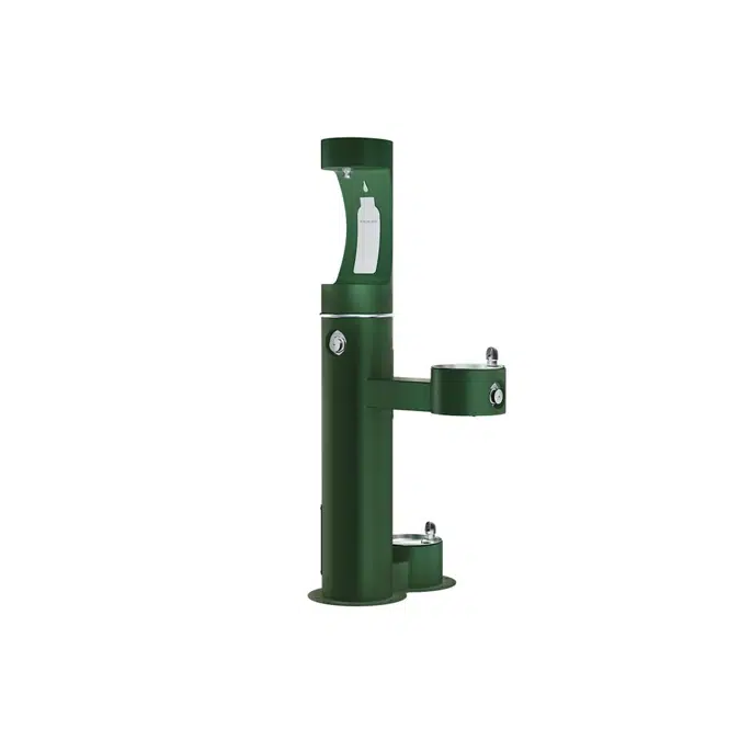 LK4420BF1UDBFRK_EVG_BLU_GRY_BLK Outdoor ezH2O®  Upper Bottle Filling Station Bi-Level Pedestal with Pet Station Non-Filtered Non-Refrigerated Freeze Resistant