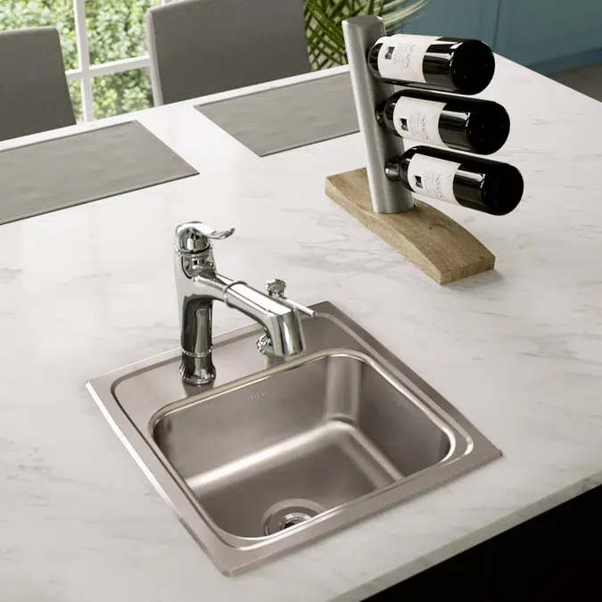 BLR15601_3_MR2 Lustertone® Classic Stainless Steel 15" x 15" x 6-1/8" Single Bowl Drop-in Bar Sink