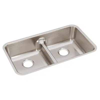 ELUHAQD3218 Lustertone® Classic Stainless Steel 32-1/16" x 18-1/2" x 8" Equal Double Bowl Undermount Sink with Aqua Divide için görüntü