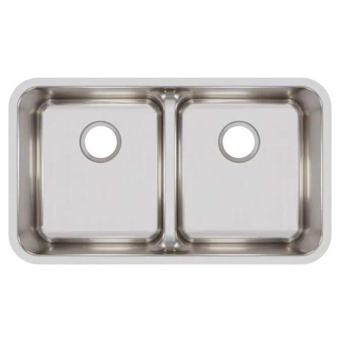 ELUHAQD3218 Lustertone® Classic Stainless Steel 32-1/16" x 18-1/2" x 8" Equal Double Bowl Undermount Sink with Aqua Divide