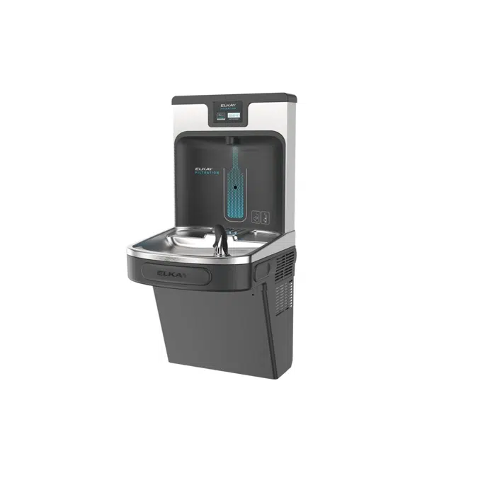 LZS8WSMP Elkay Enhanced ezH2O®  Bottle Filling Station & Single ADA Cooler Refrigerated Midnight Black High Capacity Lead Reduction Quick Filter Change