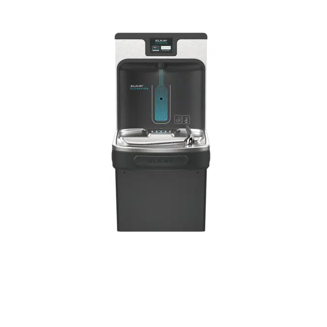 LZS8WSMP Elkay Enhanced Filtered Bottle Filling Station & Single ADA Cooler Midnight Black Lead Reduction Drop Down Wrapper