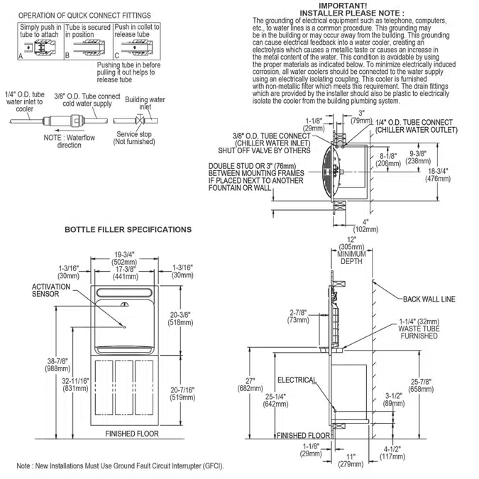 EZWS8K Elkay ezH2O®  In-Wall Bottle Filling Station Non-Filtered Refrigerated Stainless