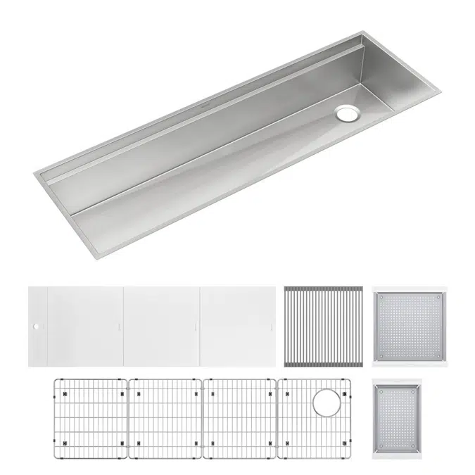 CS60BPK_CWK_WPK Circuit Chef® Workstation Stainless Steel 59-1/2" x 20-1/2" x 10" Single Bowl Undermount Sink Kit